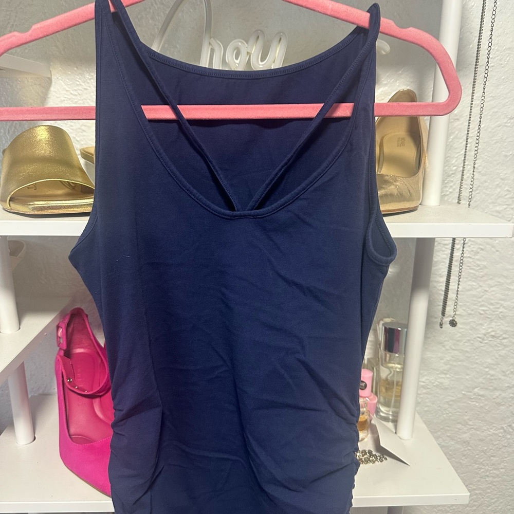 Michael Stars Blue Fitted Midi Dress. So flattering and comfortable. Has stretch